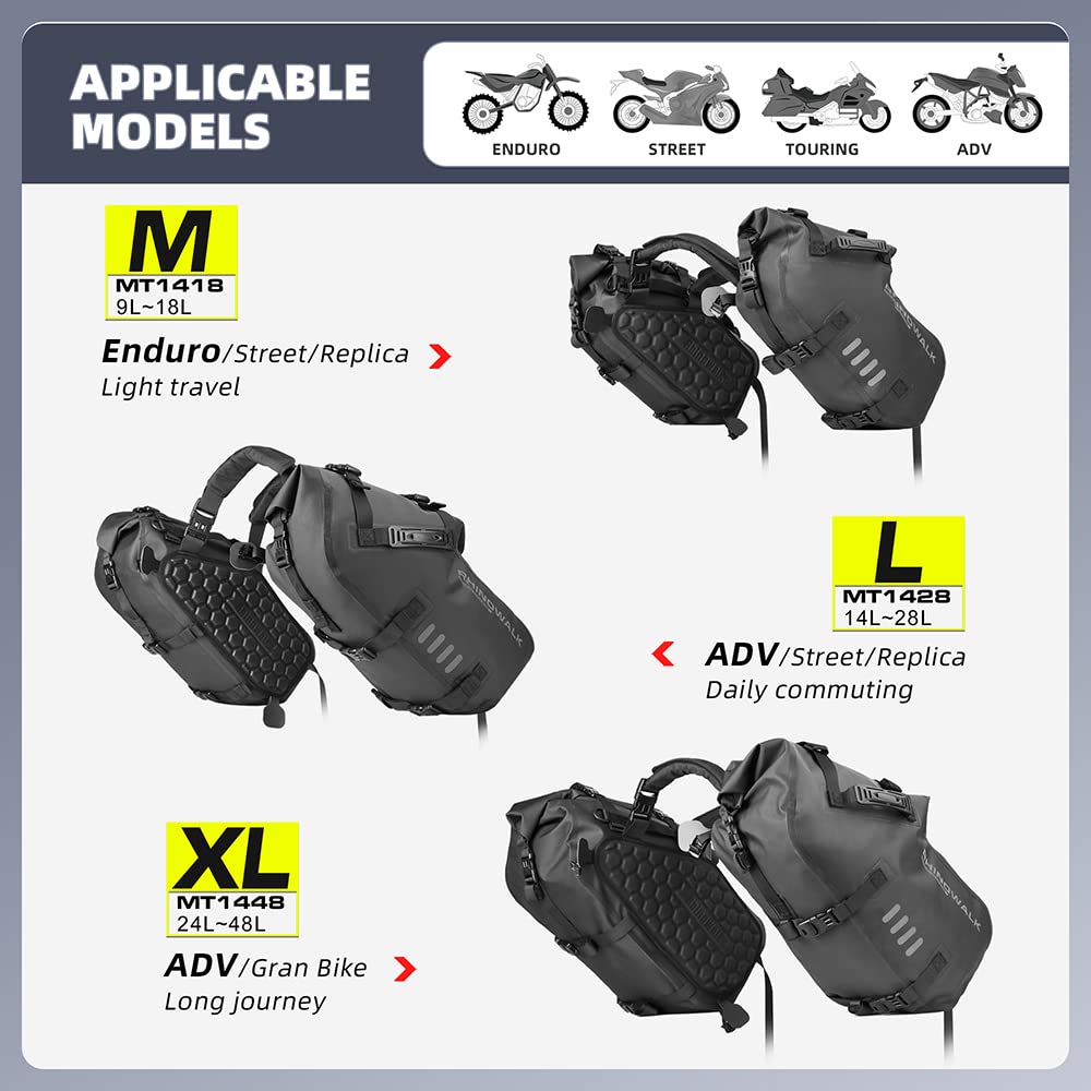 Wasserdichte Motorrad Satteltaschen 48L – Seitentaschen & Gepäckträger Tasche (1 Paar)