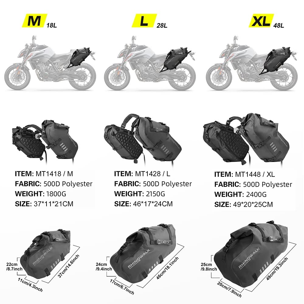 Wasserdichte Motorrad Satteltaschen 48L – Seitentaschen & Gepäckträger Tasche (1 Paar)
